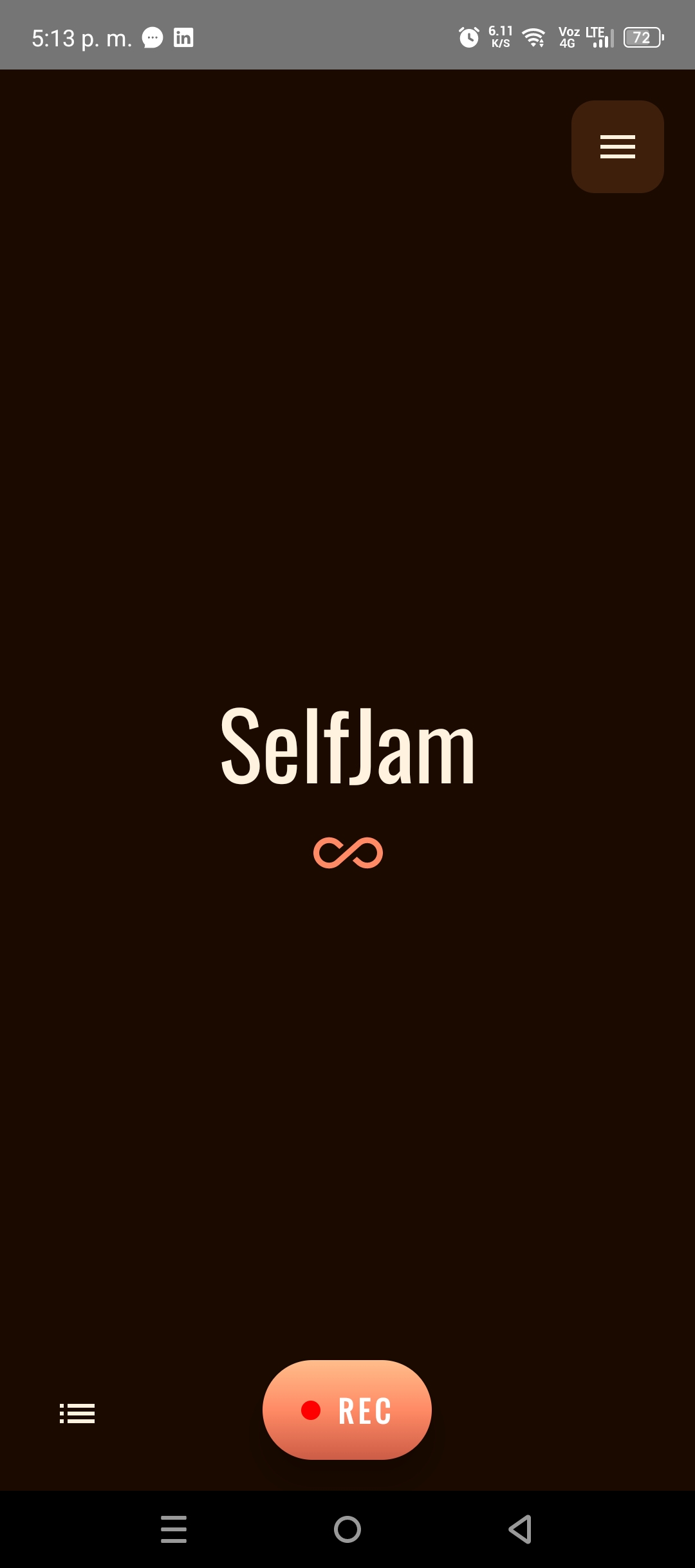 Écran d'accueil SelfJam