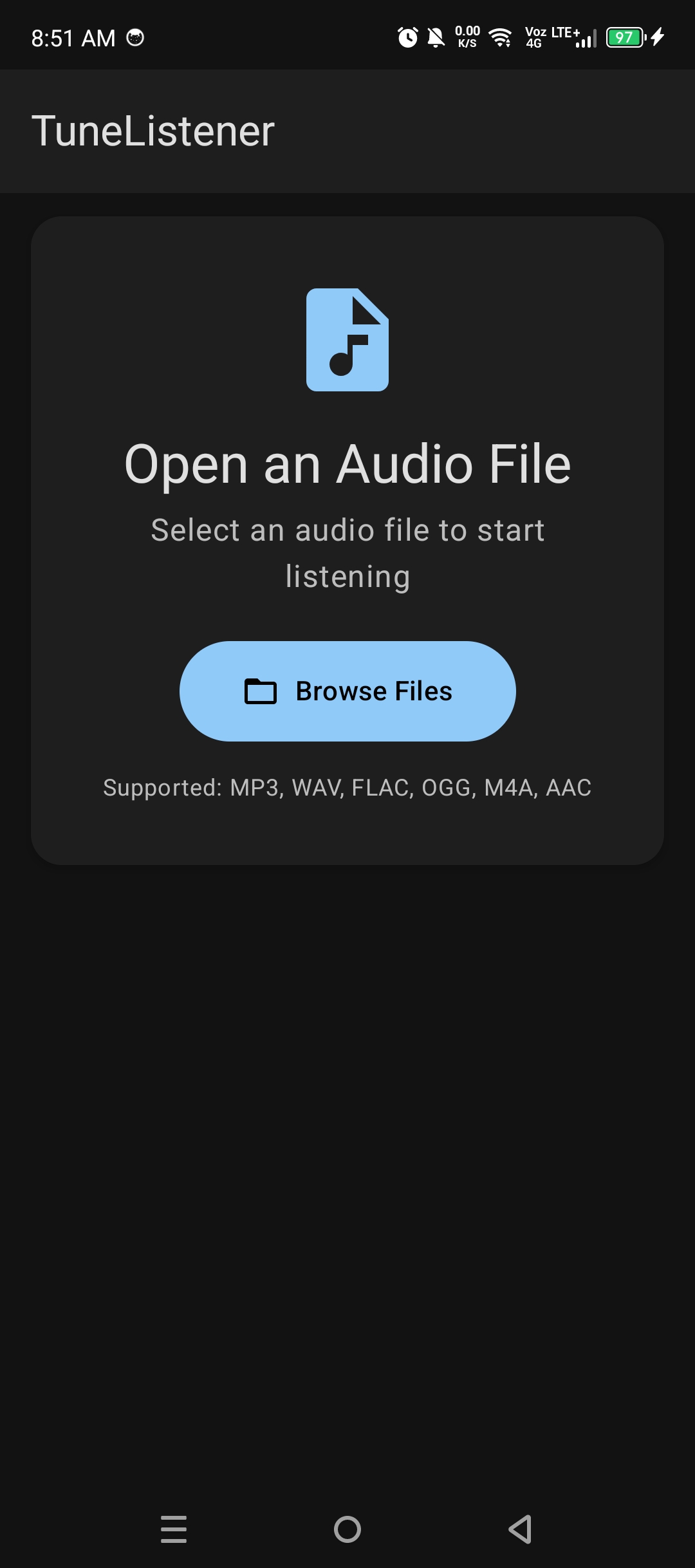 Sélection d'un fichier audio